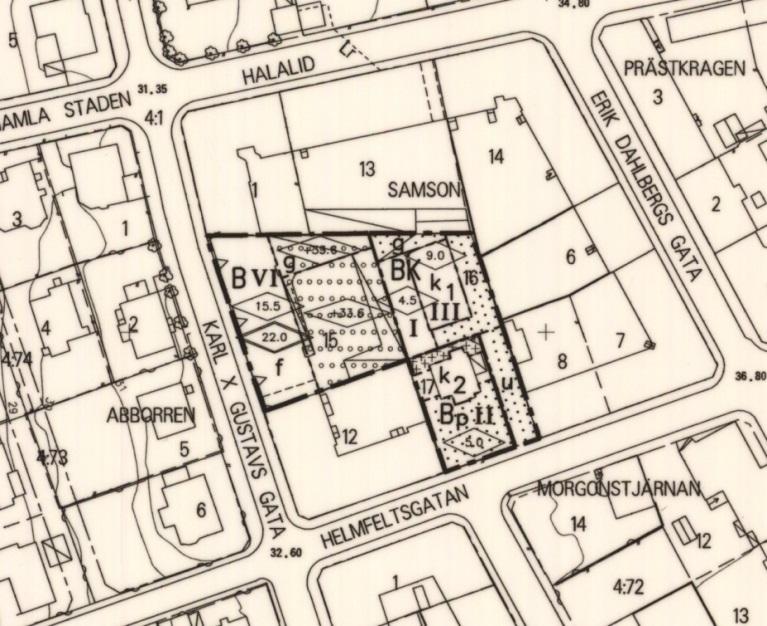 Dnr:566/2017 11 oktober 2017 Redaktionellt ändrad "DAG månad ÅR" Detaljplaner För planområdet gäller detaljplan för del av kvarteret Samson (1283K 15236), vilken redovisar bostadsändamål.