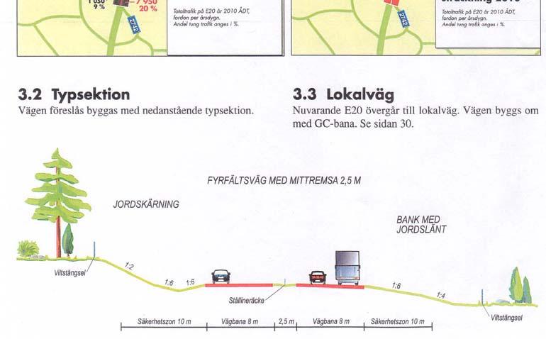 Så länge nuvarande E20 är europaväg kan området endast angöras söderifrån från Holmestadsvägen och över mark utanför planområdet.