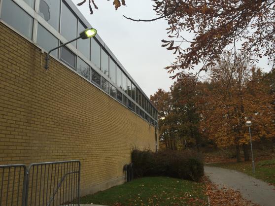 3.3 Entrépartier Entrépartierna i skolan är aluminiumpartier av äldre modell med ett övre luft med utvändig polykarbonatskiva. Ingen av entréerna är försedda med vindfång.