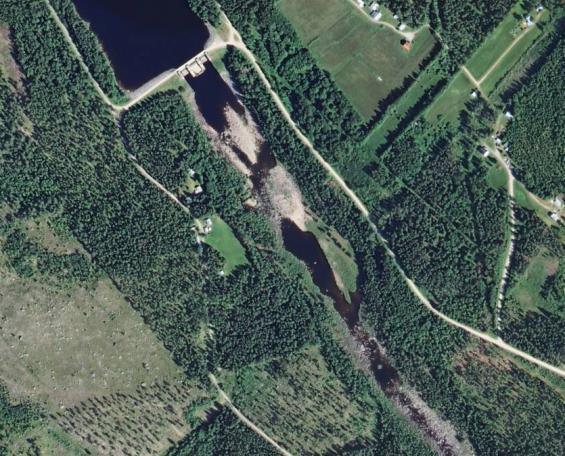 Omlöp Timmerutskov. Teknisk fiskväg Sträckning vid minimitappning Ett omlöp på östra sidan av dammen är möjligt, trots den branta terrängen.