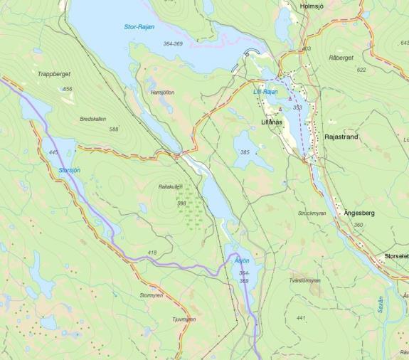 Till den naturliga vattenfåran nedströms Stor-Rajan, i Saxån, utförs minimitappning under större delen av året, 250 l/s under juli-september samt 50 l/s under oktober-april (tabell 3, s.
