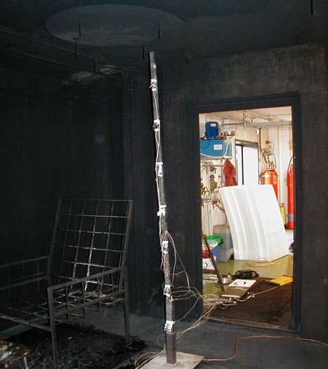 3.1 Utrustning Mätning av gassammansättning Vid försöket sögs luft från brandrummet ut och analyserades på innehåll av syre, koldioxid och kolmonoxid.