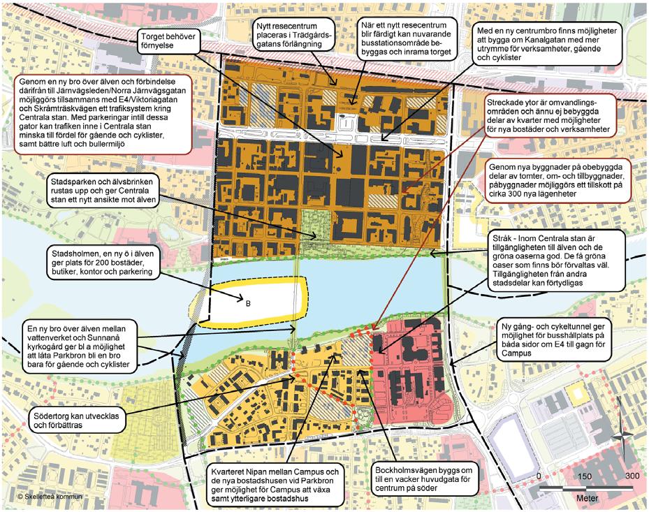 SKELLEFTEÅ KOMMUN Plankarta för Centrala stan - utdrag ur fördjupningen av översiktsplan för Skelleftedalen, 2011.