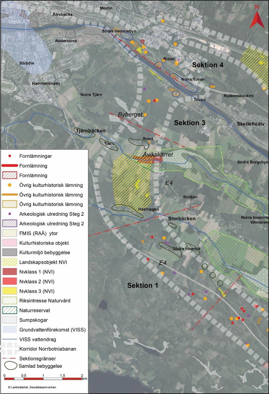 Miljöförutsättningar, exempel värdekärnor JP07 hela området: Naturreservat Innerviksfjärdarna Samlad bebyggelse: Södra Innervik, Hästhagen,