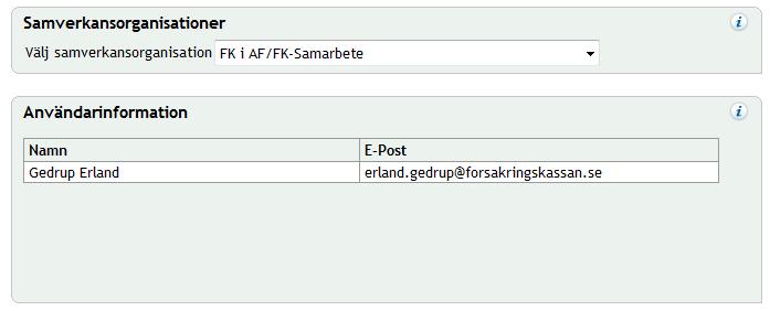 Båda sökstegen är nu klara och resultatet av din sökning presenteras i tre paneler, Användarinformation, Behörighetsinformation och Uppdragsinformation.