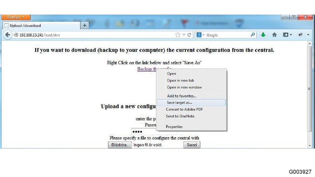 Installations-, service- och underhållshandbok 7 Verifiering och testning 4 Följ instruktionerna på sidan i webbläsaren och spara backup-filen (se Bild 2. ).