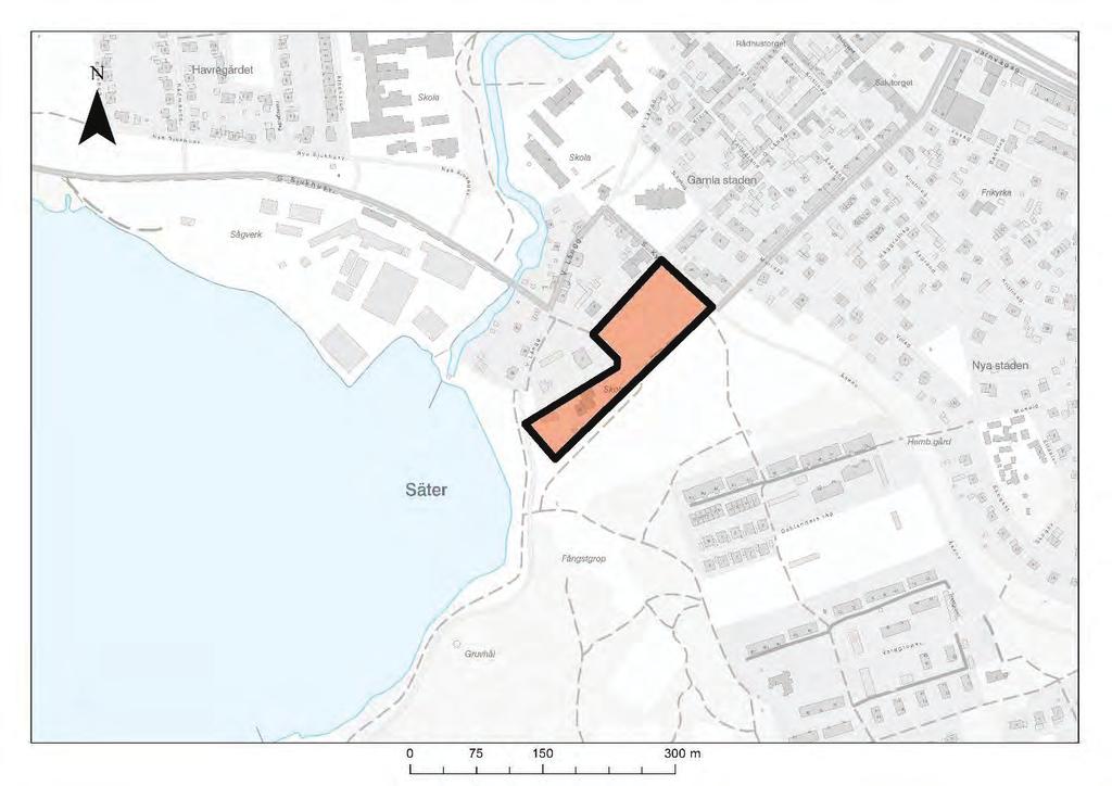 168 Dnr: SBN 2016/0509 I fördjupad översiktsplan för Säters tätort från 1990 är den sydvästra delen av planområdet utpekad för allmän service medan den nordöstra delen är utpekad för