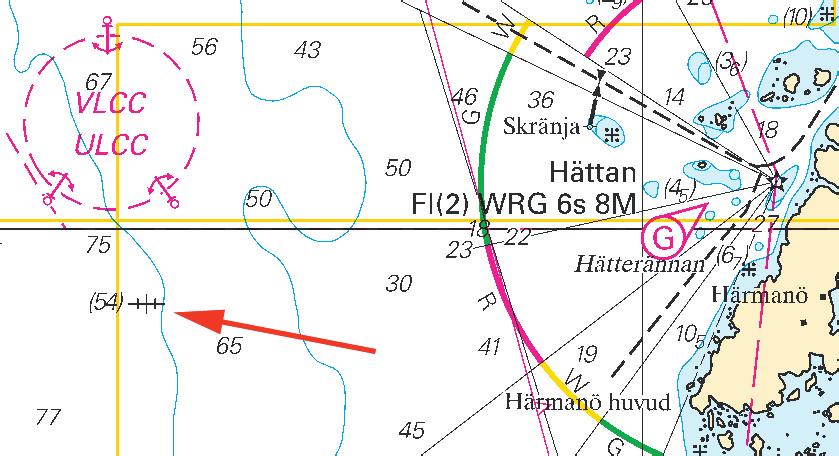 13 Nr 297 Skagerrak / Skagerrak * 5927 Sjökort/Chart: 93, 932 Sverige. Skagerrak. Väst om Härmanö. Vrak. Vraket efter S/S Skytteren finns på nedan angiven position.