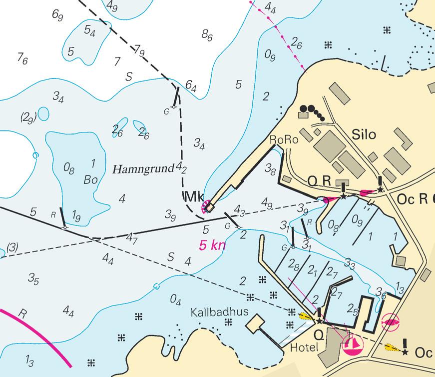 9 Nr 297 Sjöfartsverket Norrköping. Publ. 5 mars 2010 Södra Östersjön / Southern Baltic * 5482 (T) Sjökort/Chart: 713 Sverige. Södra Östersjön. Öland. Degerhamn. Tillfälligt minskat leddjupgående.