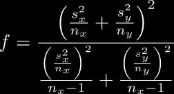 Tetvariabelmetode B) Vi atar att tadardavvielera är oäda och olia σ x σ y (Welch tet, Smith-Satterthwaite tet) uder H 0 : här atog H 0 : Δμ = 0 tettatitia här atog H 0 : Δμ = 0 (μ x = μ y )