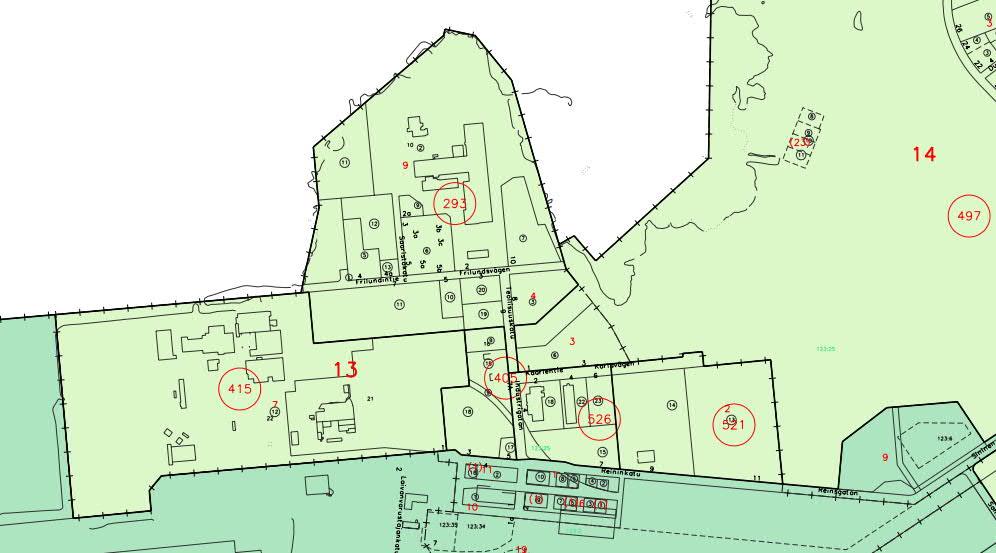 Utdrag ur detaljplaneförteckningskartan På detaljplaneringsområdet är i de gällande detaljplanerna