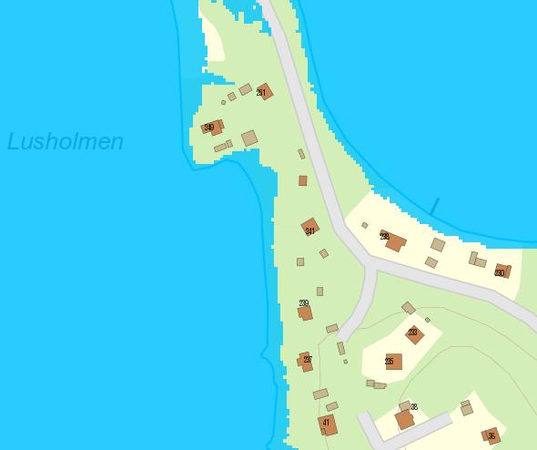 Figur 4. MSB översvämningskartering längs Piteälven i höjd med planområdet. Bilden visar karterad nivå för klimatanpassat 100-årsflöde. (Källa: MSB Portal för översvämningshot 2016).