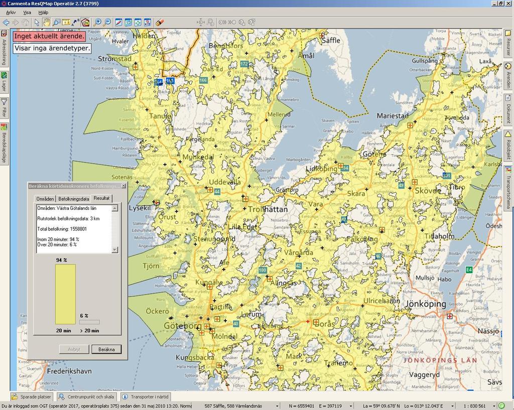 antal dygnsambulanser: 67,3 Antal Sjktrp-fordon/Dag: 30 Antal uppdrag (Organisationen) Amb Prio 1: 65 392 Amb Prio 2: 69 689 Amb Prio 3: 26 532 Amb Prio 4: 6 530 Sjktrp Prio 4: 34 216 Totalt Amb