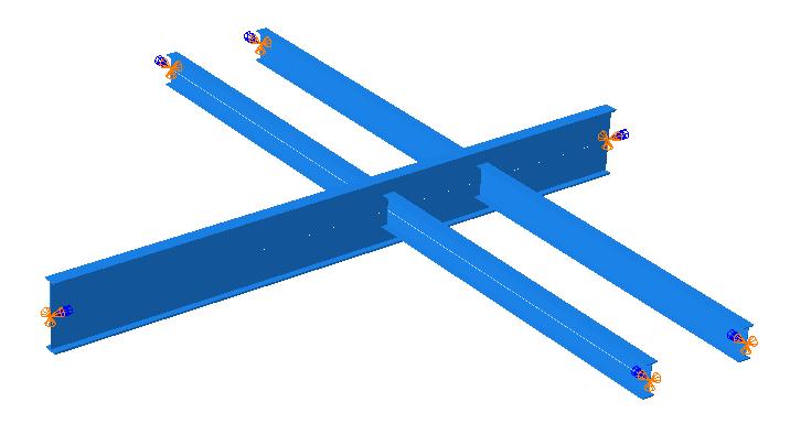 4.2. MODELLERING 17 4.2.6 Modell 4 - Förenklad tvärbalk För att göra det möjligt att beskriva hur tåget passerade över tvärbalken skapades en 3D modell.