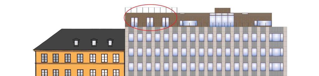 Sida 11 (22) Föreslagen påbyggnad mot Humlegårdsgatan markerad med röd cirkel.