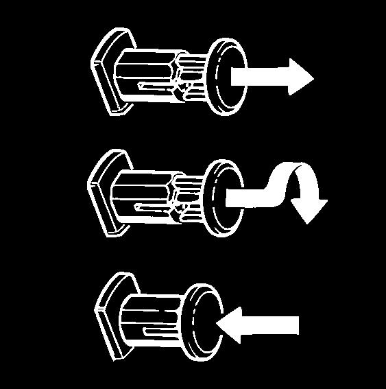 Den lilla metalldelen () på baksidan av pedalen kan vridas för att aktivera eller avaktivera säkerhetslåsningen, enligt diagrammet.