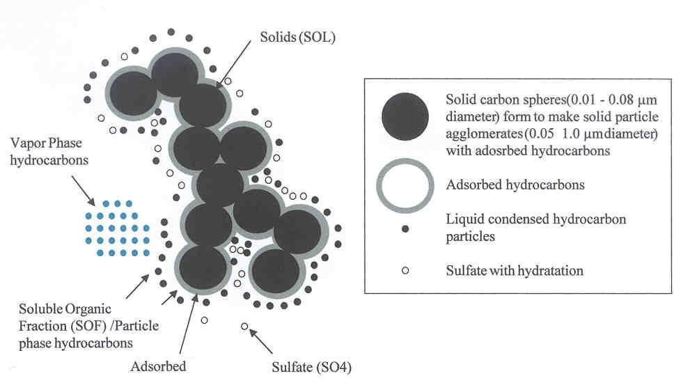 Schematic of Diesel Particulates and Vapor