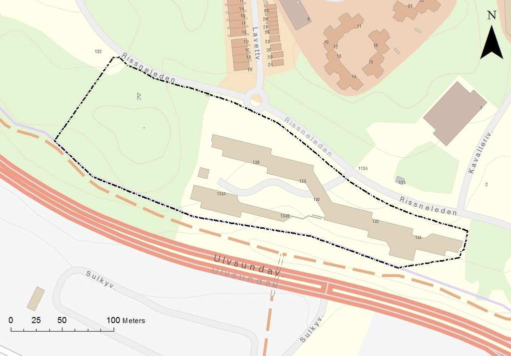 1 Inledning och syfte CapMan Real Estate planerar att omvandla befintliga kontorsbyggnader till skollokaler (långsträckta byggnaden) med tillhörande skolgård inom fastigheten Lådmakaren 3 i Rissne,