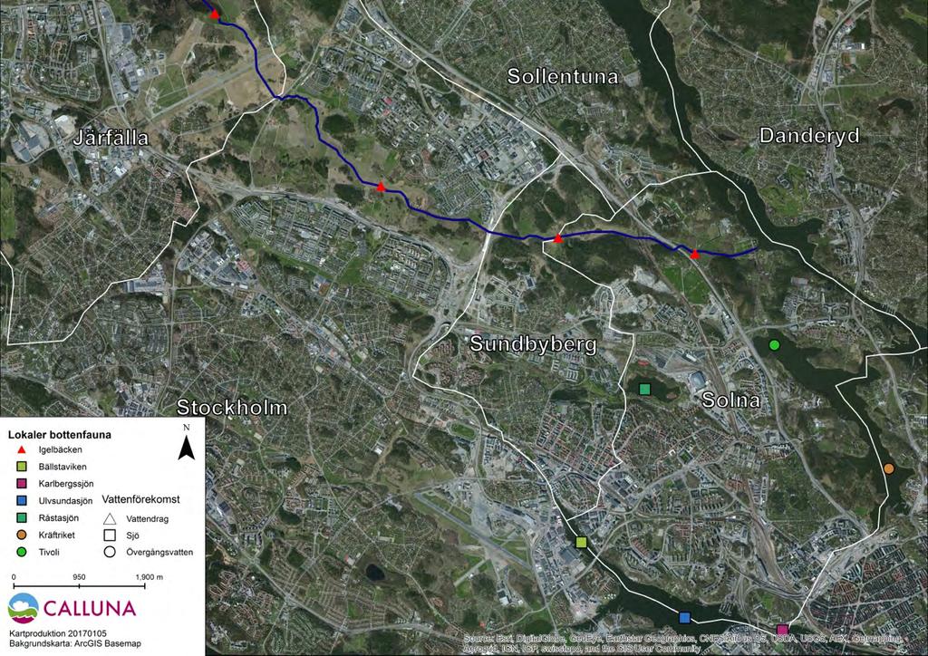 Bottenfaunaundersökning 2016 1 Introduktion I denna rapport redovisas resultaten av bottenfaunaundersökningar som genomförts i fyra vattenförekomster inom Solna och Stockholms stad: Råstasjön,