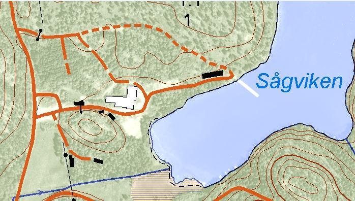 B A D C E Figur 1: Kartan visar det gamla sågverksområdet vid Sågviken. A visar platsen för doppningskaret. Efter doppningen lagrades virket vid upplaget B.