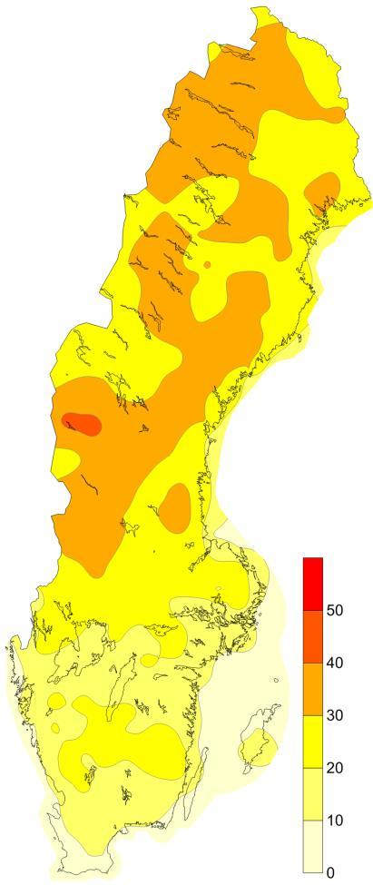 4.2.4 Nollgenomgångar Det känns oundvikligt att antalet nollgenomgångar kommer att öka höst och vintertid i och med att temperaturen och nederbörd under vinter och höst kommer att öka.