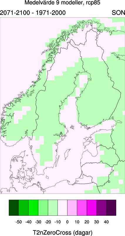 Nollgenomgångarna ser generellt ut att minska i landet till kommande sekelskifte, utom i mellersta och norra Sverige där de kan komma att öka.