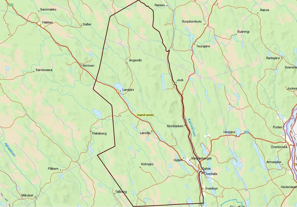 2 Ängeså sameby Nedan följer en presentation av Ängeså sameby, dess läge, markernas förutsättningar för renskötsel och hur klimatförändringar har påverkat och än idag påverkar renbetet. 2.