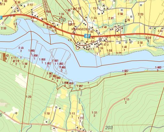 Tomplatsavgränsning Befintlig  ca 75 meter