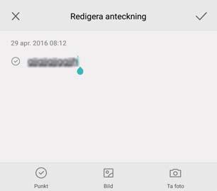 Verktyg Spara anteckning Stäng anteckning Redigera anteckning Lägg till