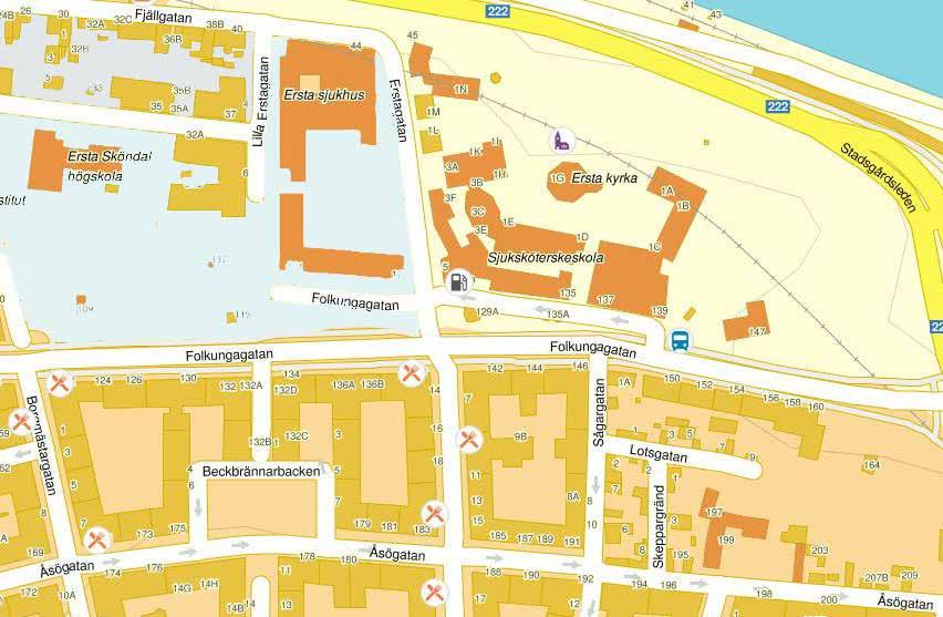 SUMMERING AV PLATSER MED KLOTTER INOM AVGRÄNSAT OMRÅDE: FOLKUNGAGATAN - ÅSÖGATAN - SÅGARGATAN - ERSTAGATAN - LILLA ERSTAGATAN Fasad: 54 Stödmur/berg: 0 4 5 4 4 4 5 Post-/elskåp: 5 4 Bänkar: 5 5