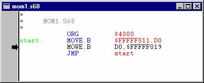 Om det är någon annan typ av fönster som är aktivt öppnas en dialogruta där du får ange namnet på den fil du vill assemblera. UPPGIFT 1.2: Aktivera fönstret med källtexten MOM1.
