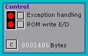 Kontrollera att 'Exception handling' är aktiverad (ljust röd). Här kan du aktivera olika avbrott. OBS Använd endast '1' för detta exempel eftersom programmet inte initierar för övriga avbrott.