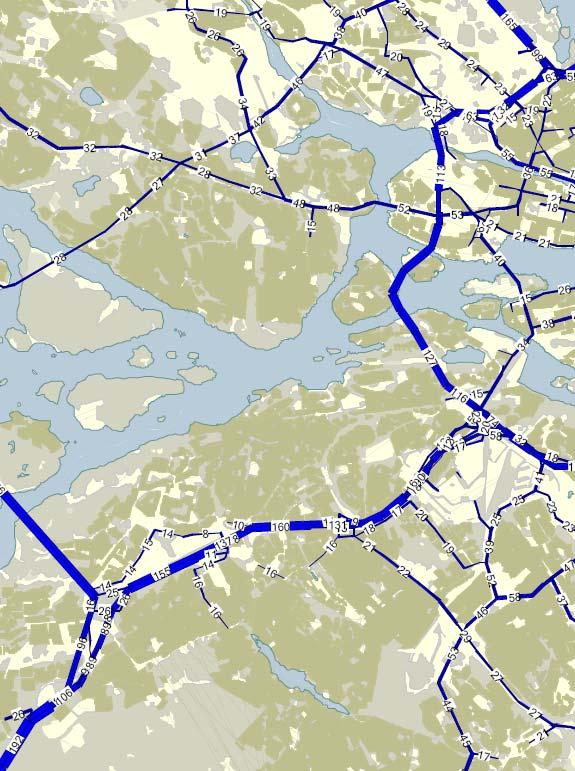 15 (20) 5.2.5 Södra infarten Infartsleden söder om Stockholms innerstad får nästan lika mycket trafik som infarten vid Norrtull. Ca 160 000 f/d fördelas på Essingeleden och Södra Länken.