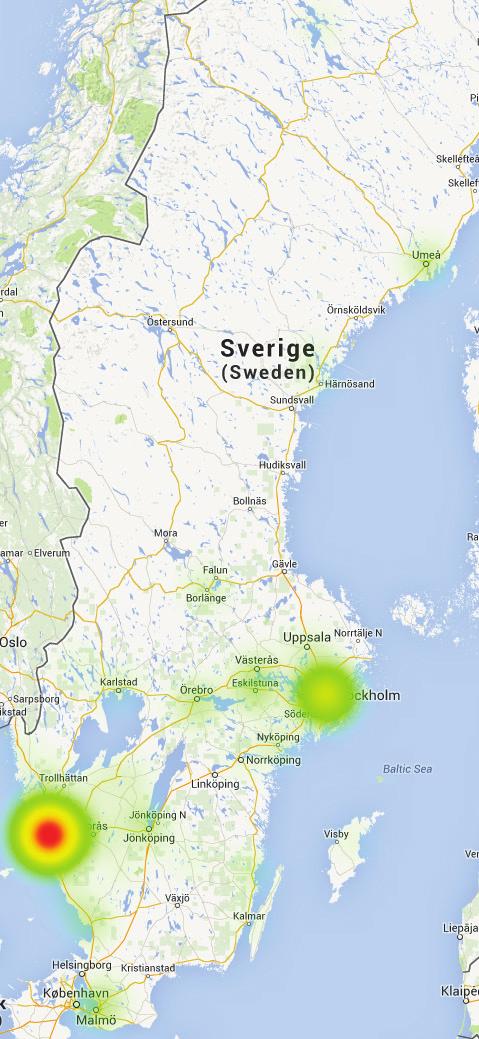 Kommun En majoritet av respondenterna arbetar i Göteborg. Vanligaste kommun därefter är Stockholm.
