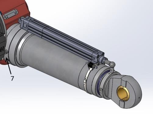 cylindern. Givarenheten kan monteras i fyra jämnt fördelade positioner, dessa utgörs av fyra gängade M10 hål i respektive ände av mekaniska cylindern.