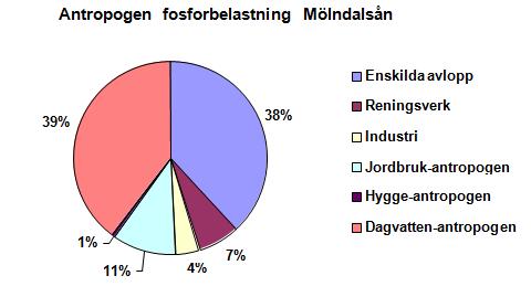 Övergödning Tidigare har Mölndalsån haft problem med övergödning till följd av utsläpp från tätorter och från den industriverksamhet som funnits utefter ån.
