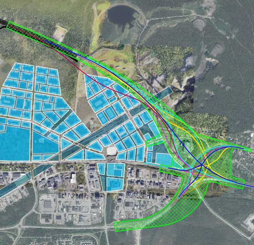 5. Studerade men bortvalda alternativ Under arbetets gång har många väglinjer studerats.