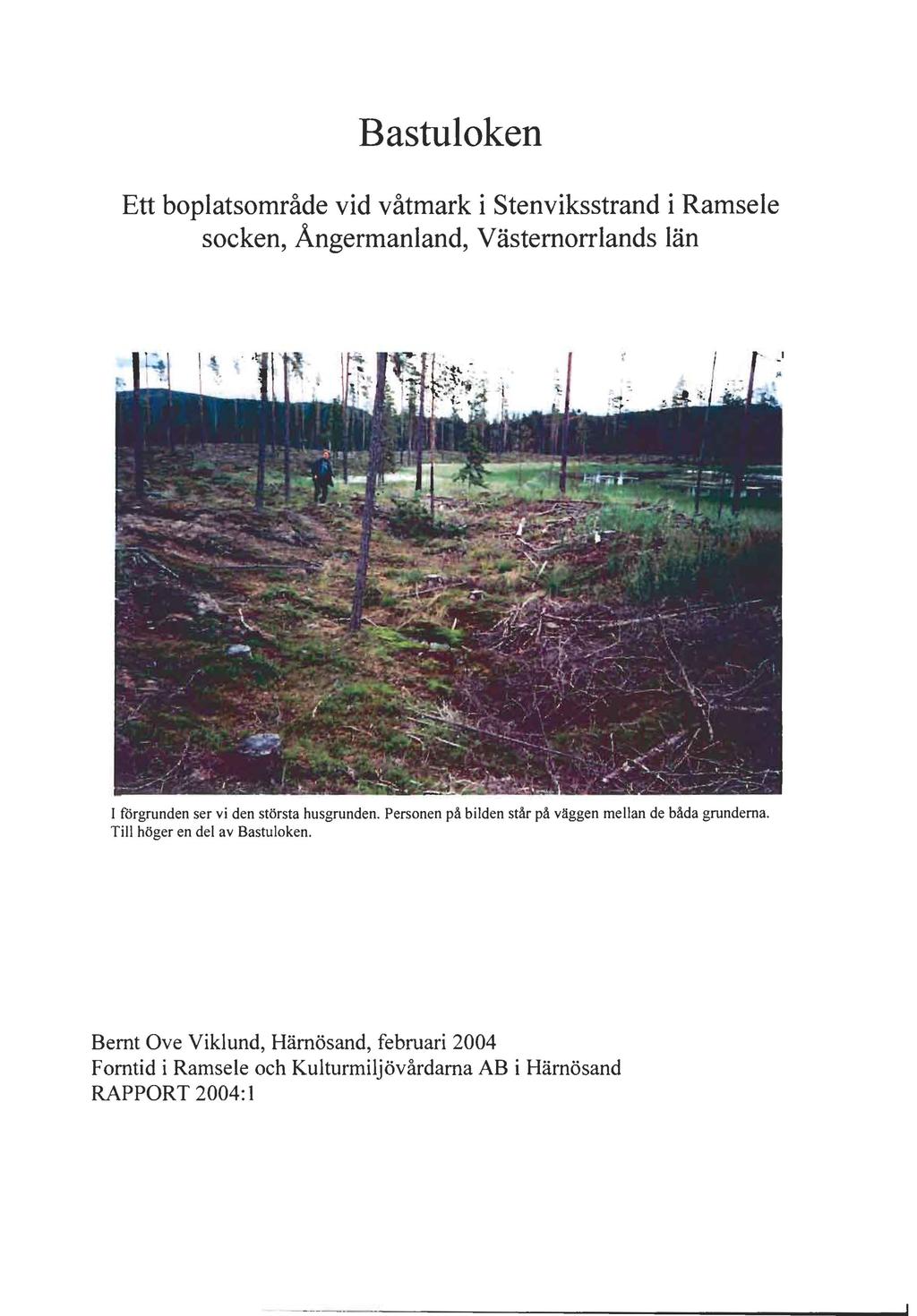 Bastuloken Ett boplatsområde vid våtmark i Stenviksstrand i Ramsele socken, Ångermanland, Västemorrlands län I förgrunden ser vi den största husgrunden.