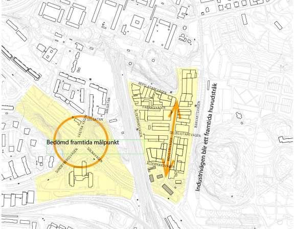 4.1 Lokalisering entréer Lägen för entréer har utarbetats i samverkan med Solna stad och följande målpunkter för tunnelbanan har framförts.