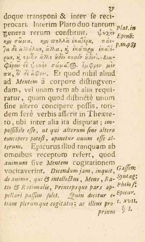 s doque transponi sl inter fe reciprocari. f Inrerim Platoduo tantum _. n..,. Plat.m genera rerum conftituit. ~y«%*t* Efitt^. vftji croouct. v,a\ arsaaix enaitaa, TtctVr "«',, "-_ >. y.