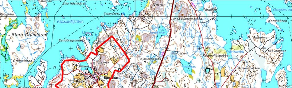 3. Allmän beskrivning av området Det inventerade området utgörs av ett glest bebyggt småhusområde i Kackur och Sämskar byar i Larsmo (bild 1).