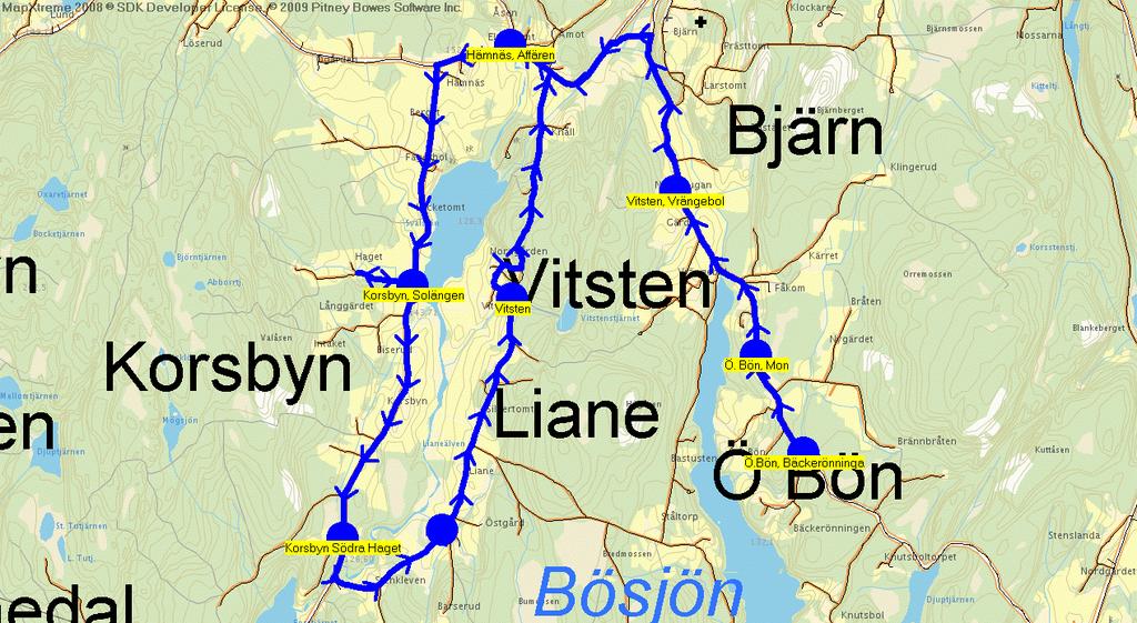 2011-08-15 19:34:10 Karta för Tur 6547 M - F Till Smolmarks skola Fordon 6508 Temsa Opalin 9 6547 7.07 7.35 Ö.Bön, Bäckerönninga - Ö.