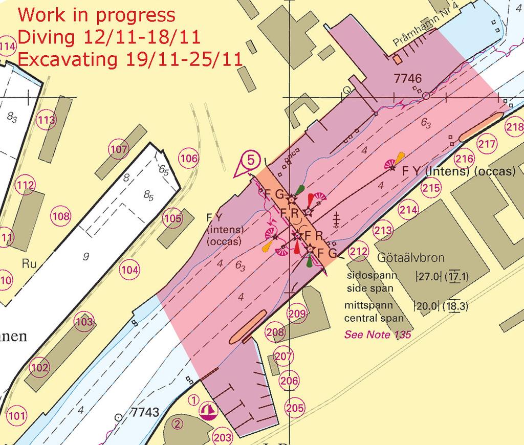 9 Nr 424 Sweden. Kattegat. Göta älv. Göteborg. Götaälvbron. Maritime Archeological surveys. Time: 12-18 November 2012, 0900-1600h.