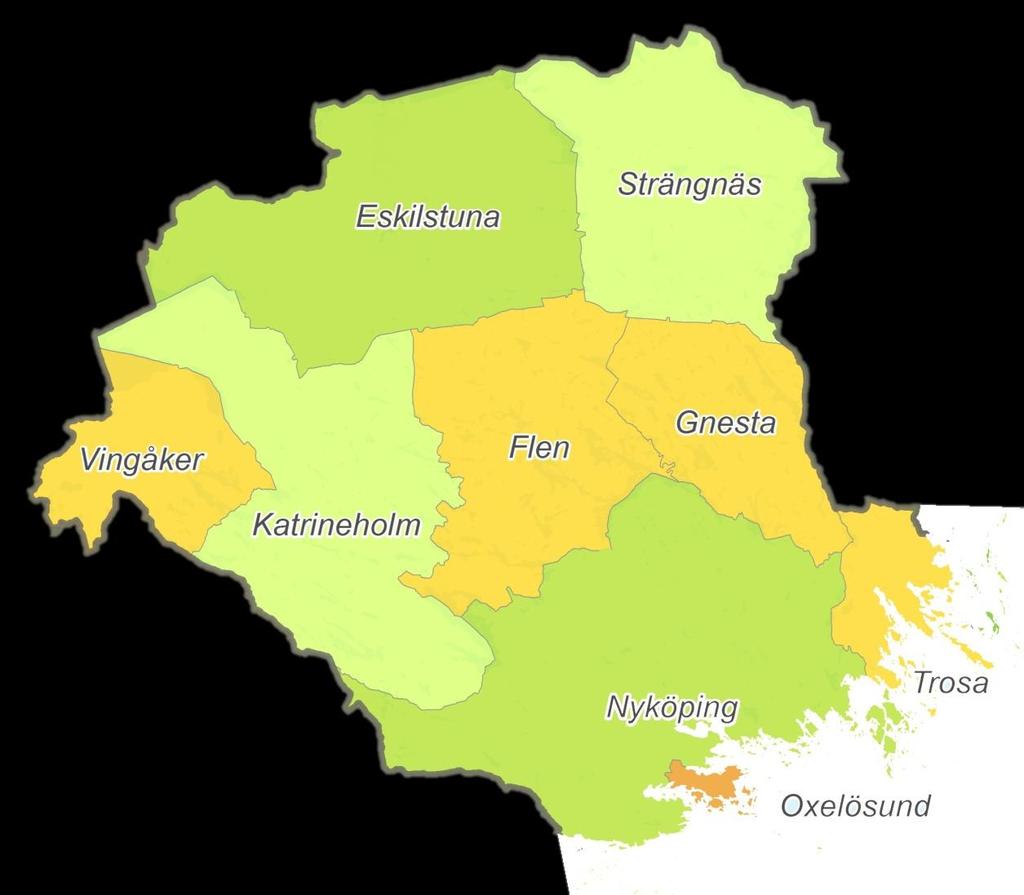 Figur 11. Befolkningsprognos per kommun 2015-2030. WSP befolkningsprognos ÖMS.