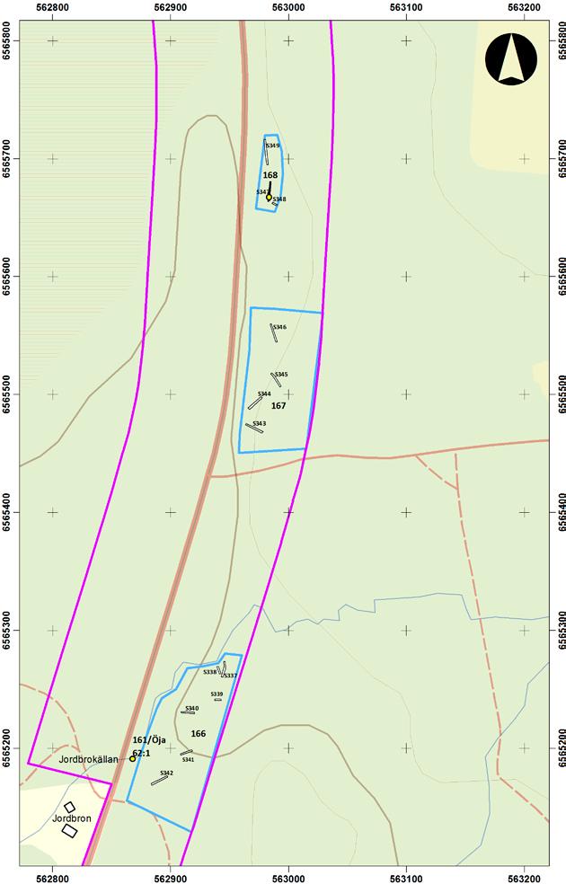 0 20 40 80 120 m Utdrag ur Fastighetskartan med grävda sökschakt/rutor inom