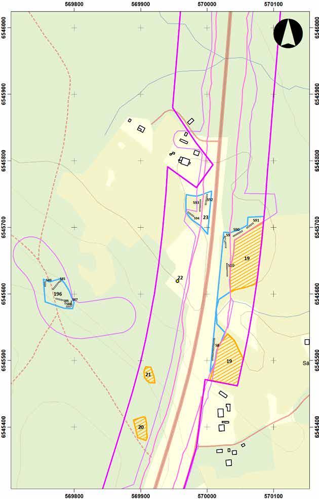 0 20 40 80 120 m Utdrag ur Fastighetskartan med grävda sökschakt inom