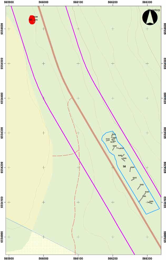 0 20 40 80 120 m Utdrag ur Fastighetskartan med grävda sökschakt/rutor