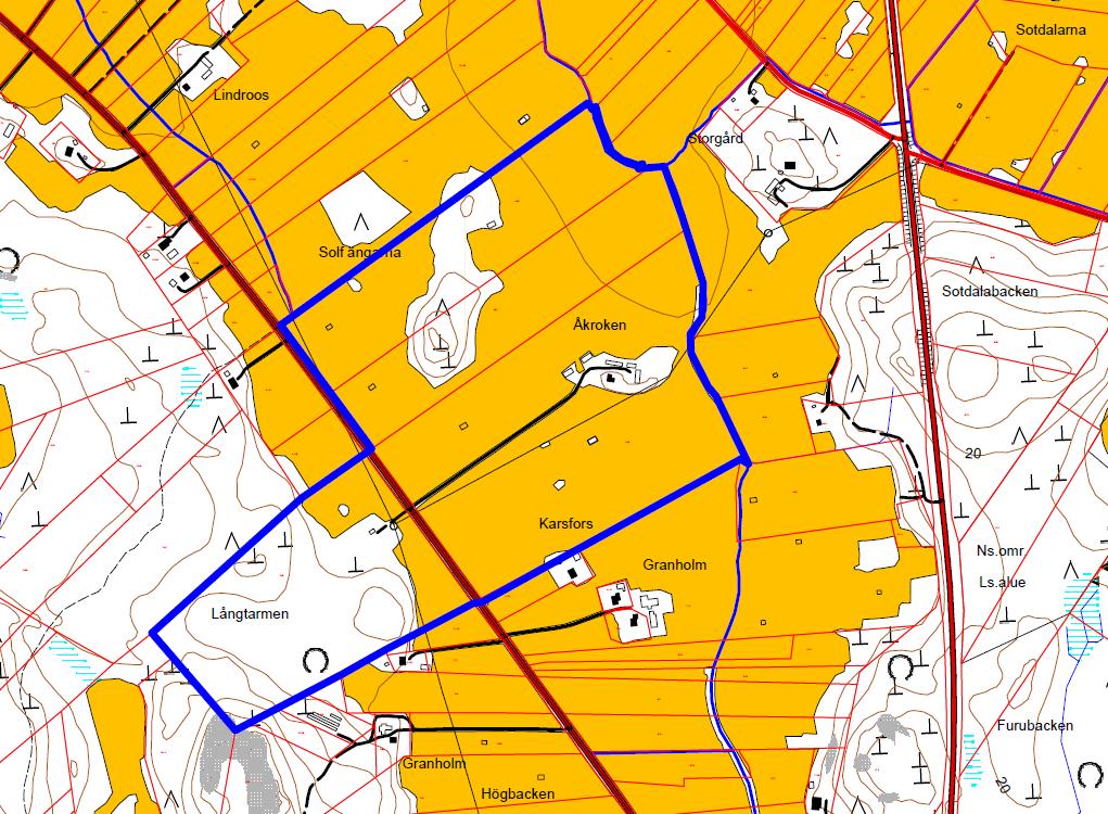 S i d a 5 Bild 2. Områdets ungefärliga avgränsning. 3.1.2 Naturmiljön Området består till stor del av odlingsmark, och den marken är naturligtvis påverkad av människans framfart.