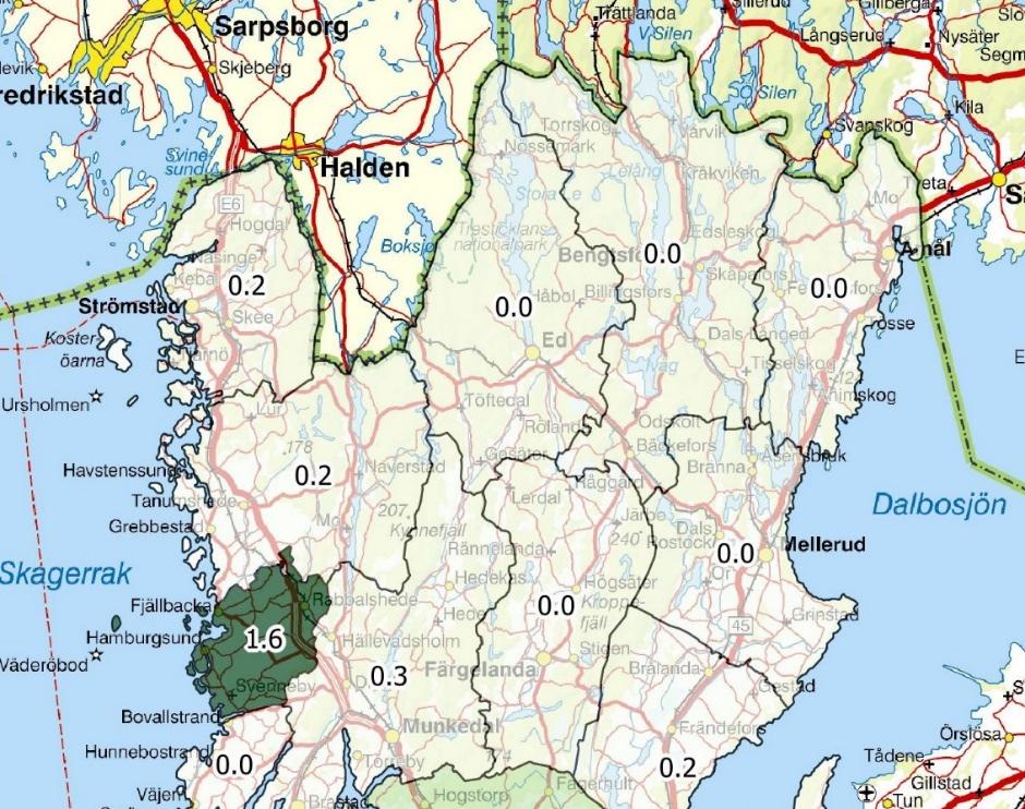 Avskjutning kronhjort och dovhjort i VGV 2017/2018 Dov- och kronvilt förekommer framför allt i området mellan Alingsås och Trollhättan.
