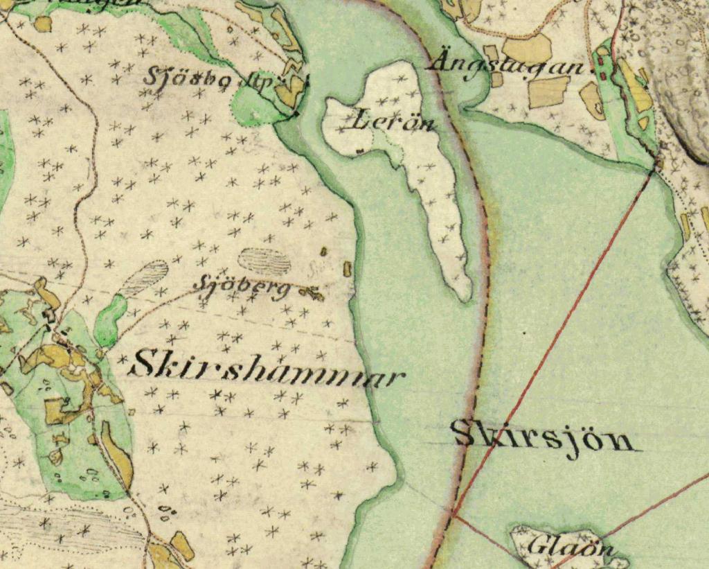 Bilaga 1. Historisk karta över Skirsjön Häradskartan grundar sig fr a på insamlad kunskap om markanvändningen under 1800- talets första hälft.